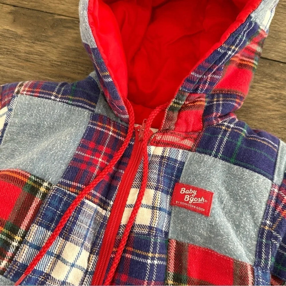 Vintage Osh Kosh B’Gosh Baby 12 months Patchwork Pram Snowsuit Flannel Mittens - Picture 3 of 9